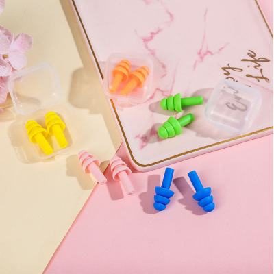 1Pair Spiral Waterproof Silicone Ear Plugs Anti Noise跨境专