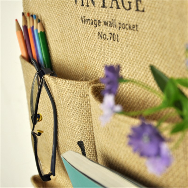 包邮zakka 黄麻布艺挂式收纳袋杂物挂袋门后衣柜挂包五兜收纳挂袋