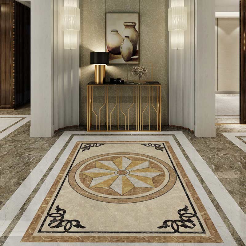 欧式地砖贴纸防水拼花客厅玄关瓷砖地板餐厅装饰地面耐磨贴画自粘