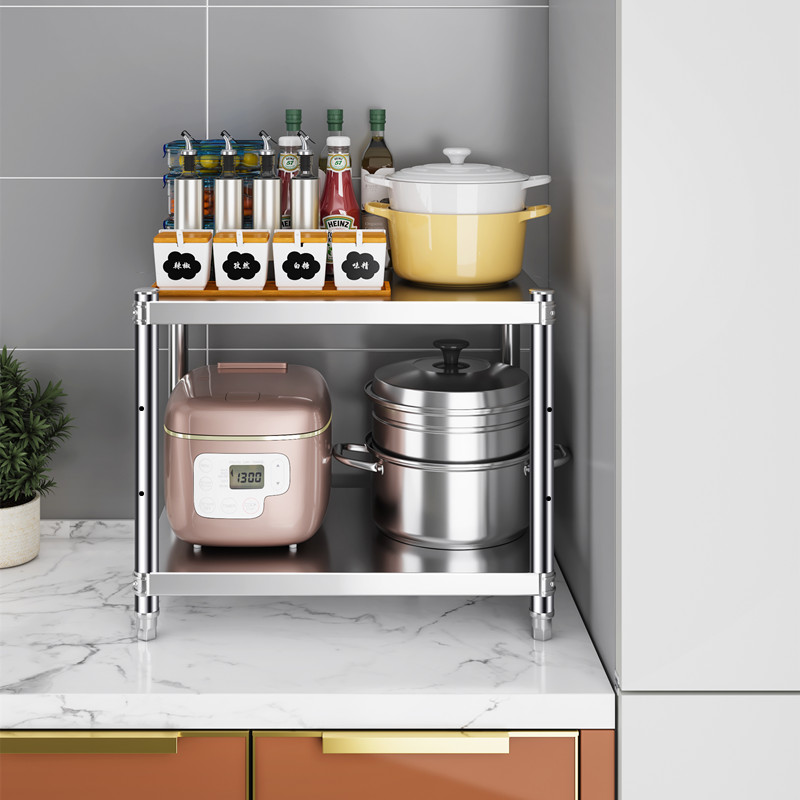 不锈钢台面20cm宽25两层夹缝置物架50公分高厨房橱柜收纳隔层架子