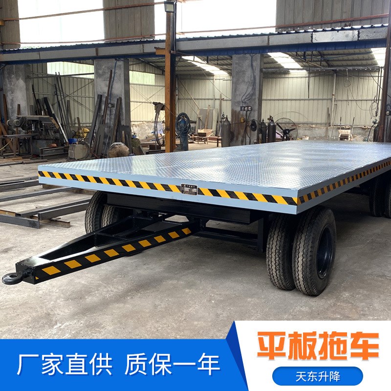 厂家供应牵引式平板车15吨平板拖车拉模具空心砖物流运输平板车