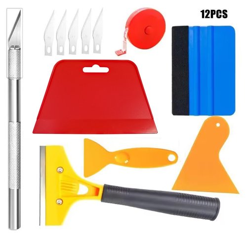 12件套刮板汽车贴膜套件汽车贴膜壁纸平滑工具梯形刮刀卷尺雕刻刀