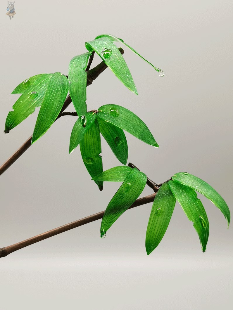 热缩片仿真竹叶墨色竹子真竹节古风热缩花原创手工汉服仙气发簪