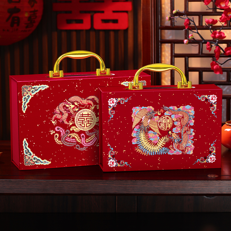 宋锦工艺刺绣高档礼金箱结婚