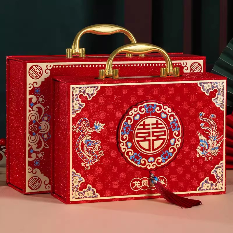 植绒烫金彩礼钱盒子礼金箱放三金图片