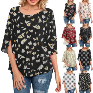 neck women low 2022 loose ins sleeve casual top round