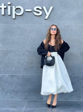 欧美气质设计感蓬蓬裙百搭半身裙 High-waisted Satin Puff Skirt