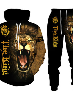 autumn Animal 3D Printed Sweatershirt Trousers Man Tracksuit