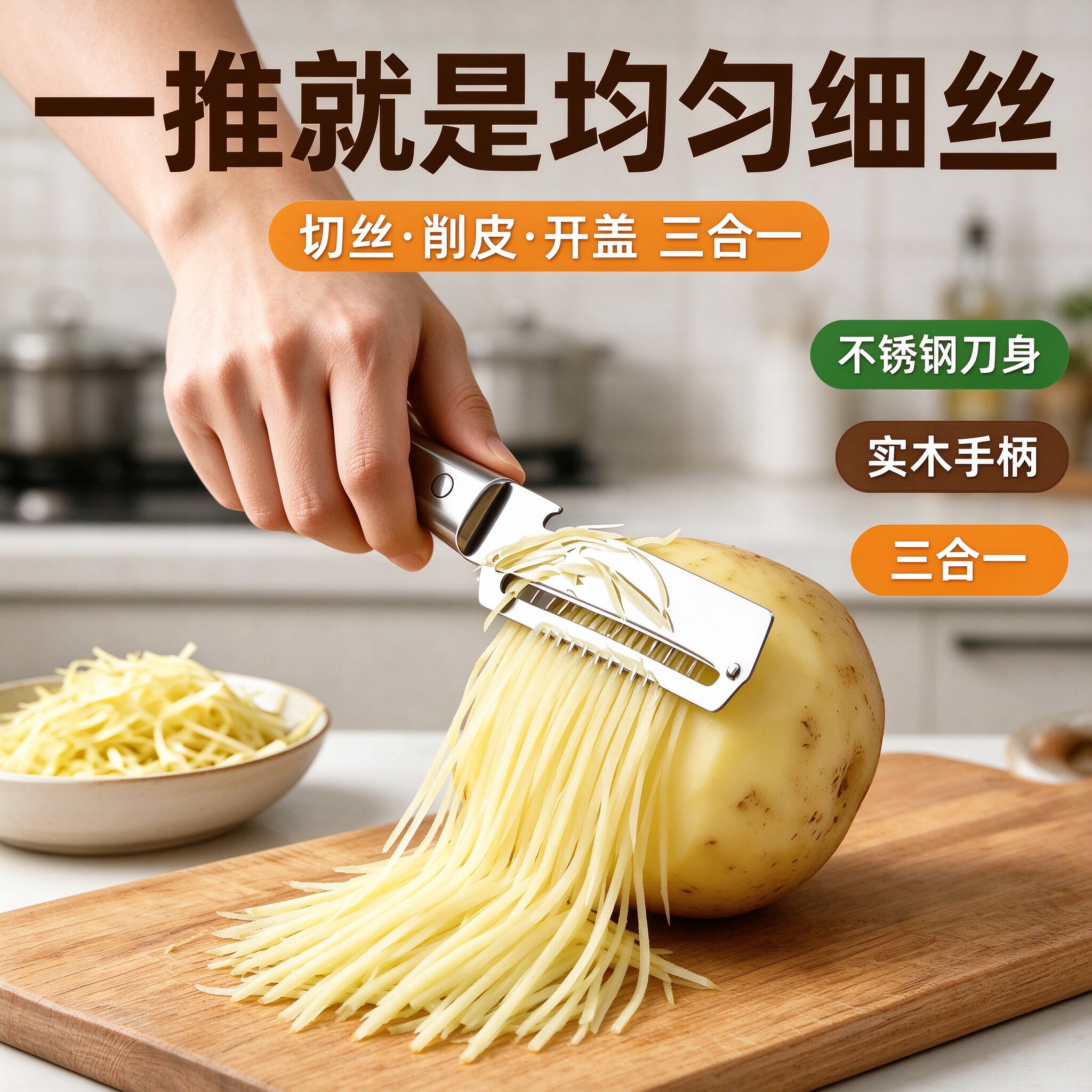 厨房三合一多功能切丝开瓶削皮器