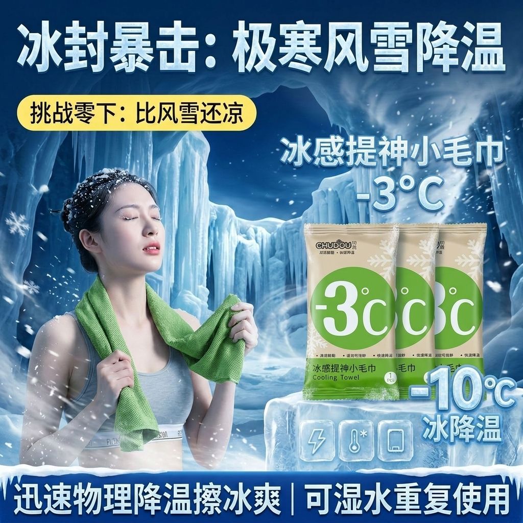 清凉湿巾运动跑步降温冰感军训