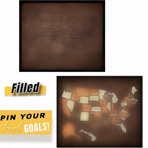新品USA Travel Map Wooden Puzzle旅行地图拼图摆件挂件