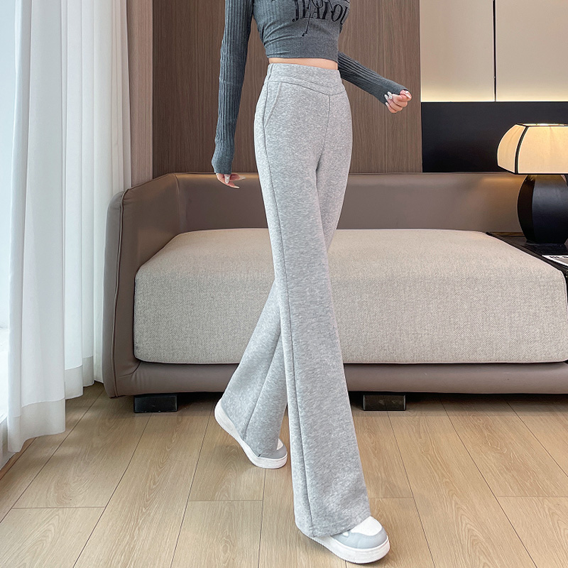 加绒加厚微喇叭裤女春秋冬季