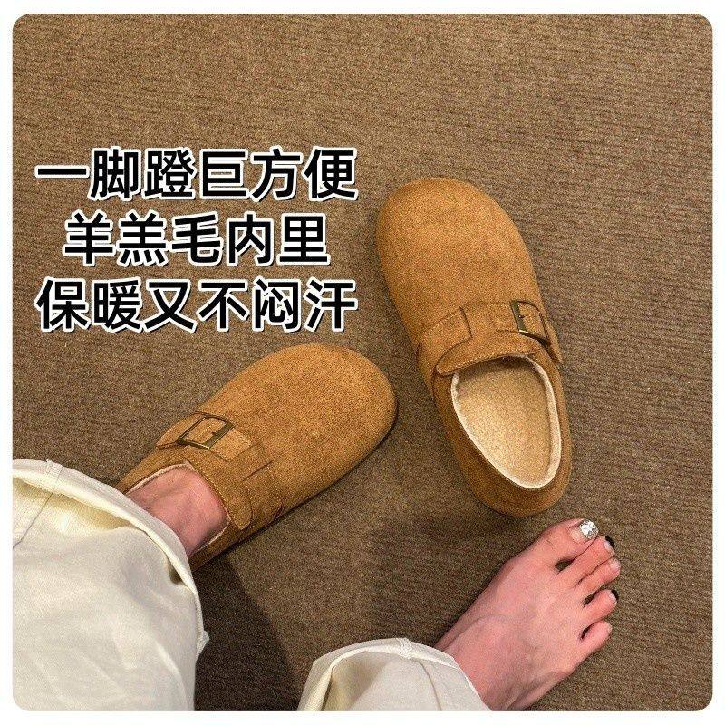 冬季女鞋加绒一脚蹬勃肯一字扣带复古懒人全包加绒加厚博肯鞋子潮,女鞋,勃肯鞋/软木鞋,淘宝优惠券,粉丝福利购,淘宝优惠卷