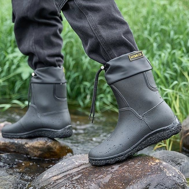 男款防水鞋防滑雨鞋时尚中筒胶鞋学生成人外穿胶鞋外卖钓鱼水靴