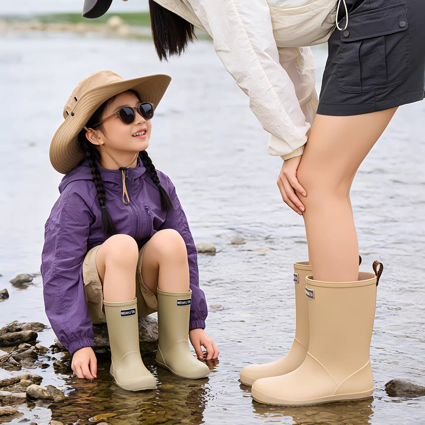 儿童雨鞋新款防滑防水鞋亲子户外活动徒步水靴幼儿园男女童雨靴