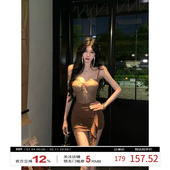 吊带连衣裙女2025秋冬新款 牛了牛了 法式 抹胸包臀裙性感拼接裙子