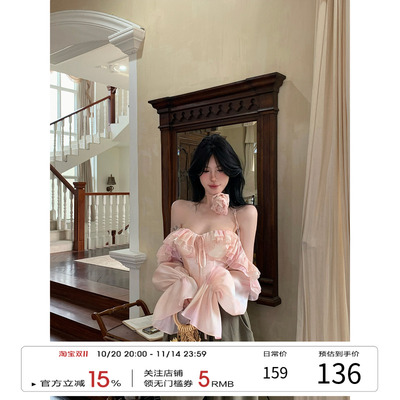 牛了牛了 一字肩吊带背心女2025夏季荷叶边鱼骨胸衣雪纺抹胸上衣