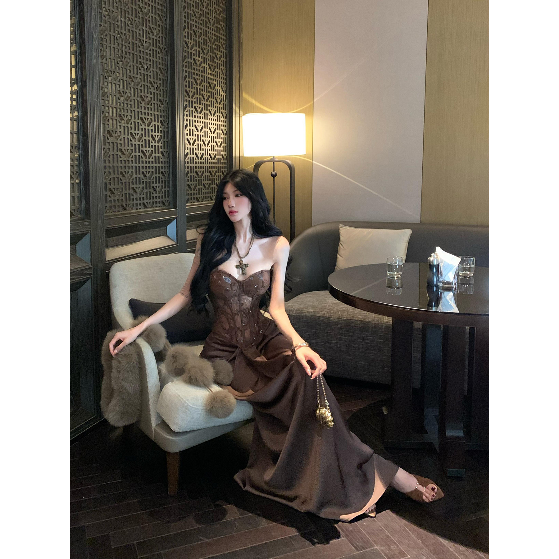 牛了牛了 贵气感穿搭套装女2025冬季蕾丝鱼骨上衣半身裙子一整套,女装/女士精品,时尚套装,淘宝优惠券,粉丝福利购,淘宝优惠卷