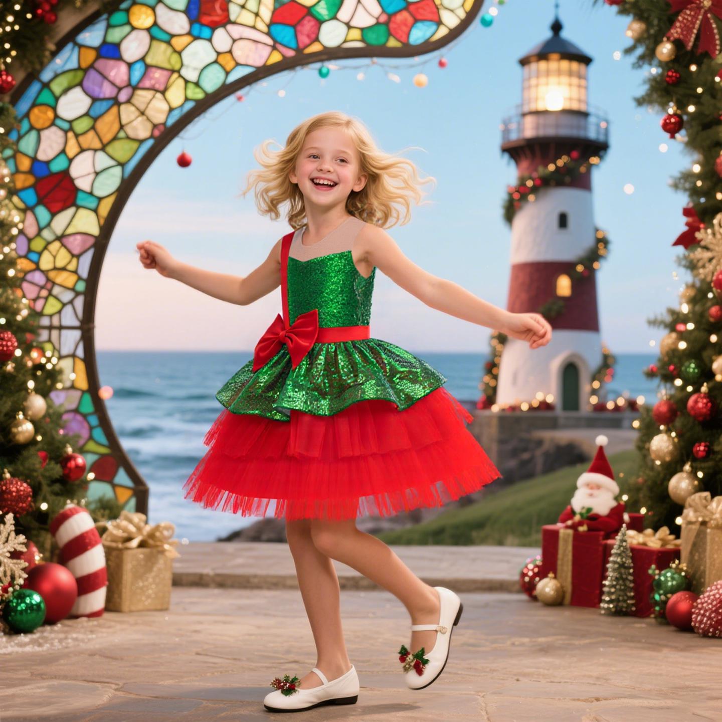 女童圣诞节服装裙子儿童演出服幼儿园表演衣服公主裙婴儿舞蹈服饰