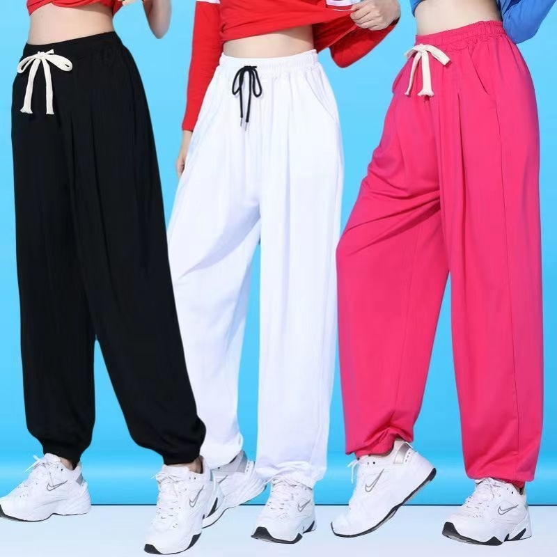 广场舞跳舞服装舞蹈练功表演裤冰丝棉跳舞裤子宽松舞裤灯笼裤运动