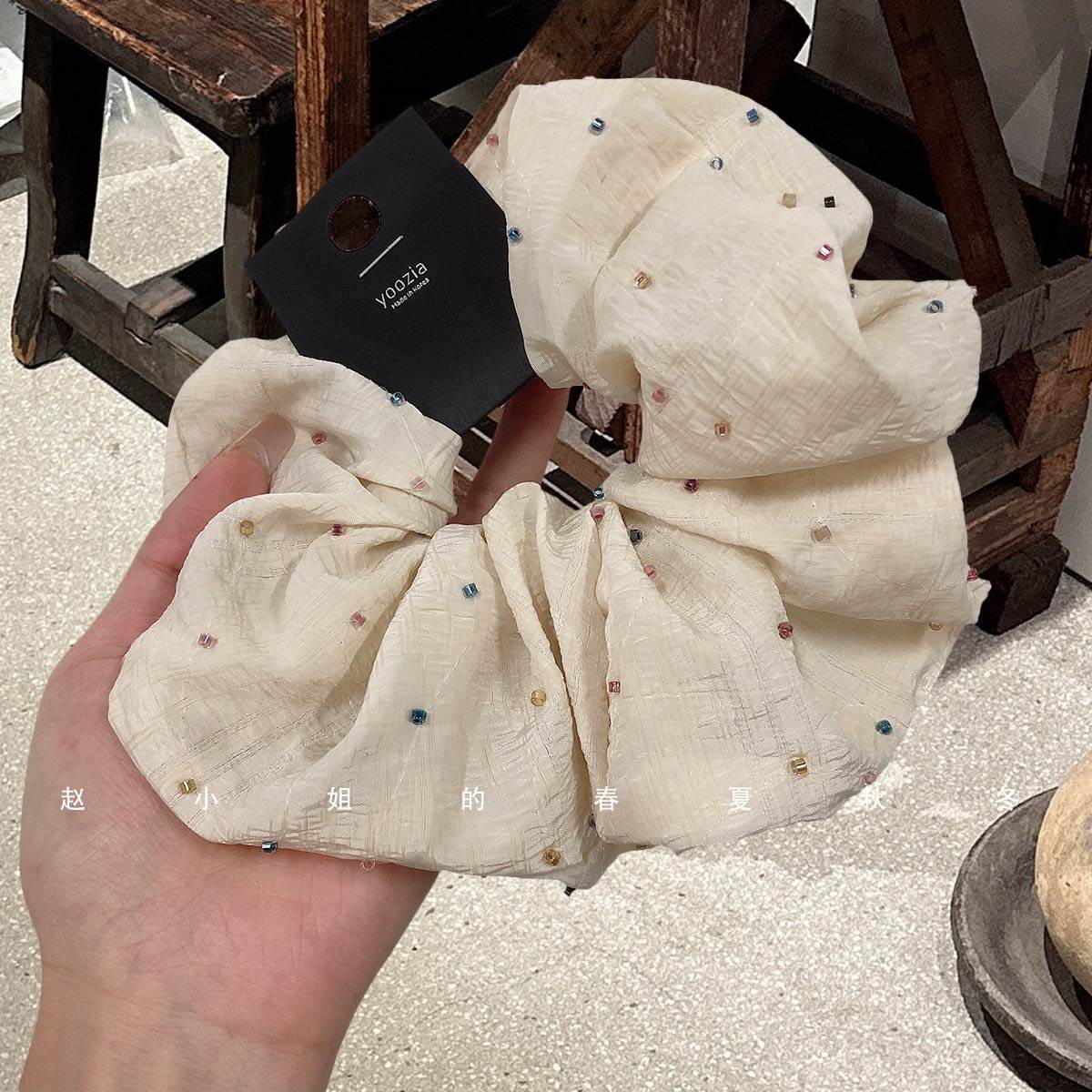 米色彩钻大肠发圈小众设计发饰头饰发绳头绳百韩系搭清新温柔头圈