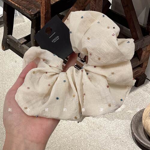 米色彩钻大肠发圈小众设计发饰头饰发绳头绳百韩系搭清新温柔头圈