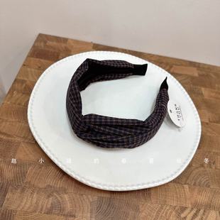 复古格子宽边发箍 优雅头箍秋冬新款 时尚 洋气韩国发饰头饰法式