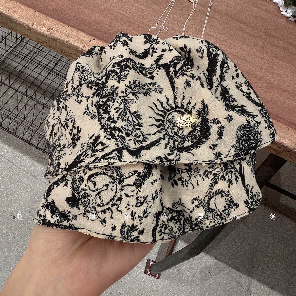 小众设计印花双层马尾抓夹碎花夹子高马尾高颅顶显发量碎花顶夹
