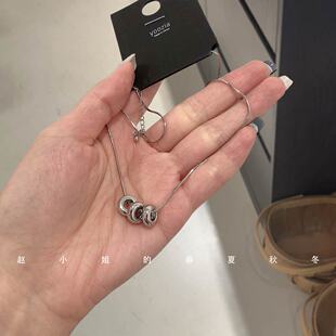 小众设计饰品细边小巧颈链可爱甜美锁骨链银色冷淡风圆圈项链