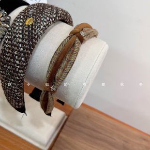 小众设计秋冬新款发饰头饰优雅气质高级感头箍黄色丝绒蝴蝶结发箍