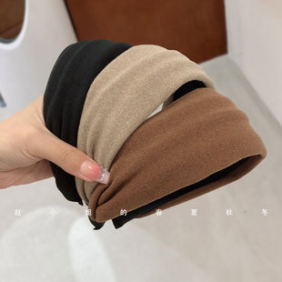 小众设计发饰ins风头饰韩国饰品秋冬新款 压头头箍宽边咖色发箍