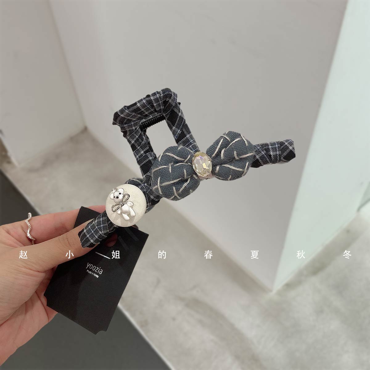 小众设计师款高级感发饰头饰ins风气质鲨鱼夹大号格子蝴蝶结抓夹