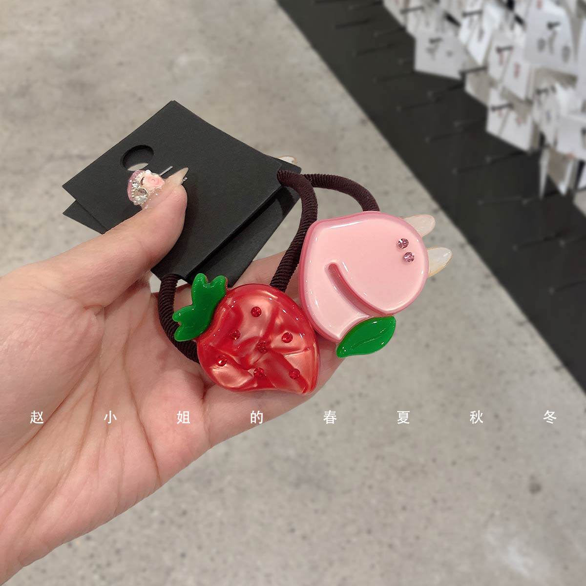 小众设计发饰头饰ins风可爱甜美发圈头圈草莓桃子夏季水果发绳