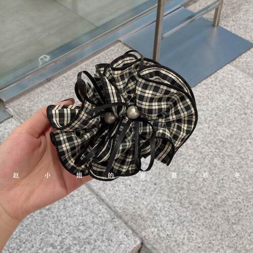 韩国发饰头饰格纹蝴蝶结弹簧夹