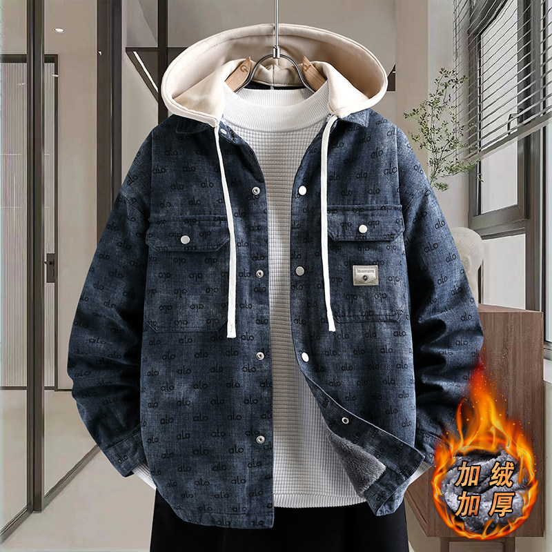 男装牛仔外套冬季2025新款潮牌休闲百搭连帽加绒加厚夹克保暖上衣,男装,棉衣,淘宝优惠券,粉丝福利购,淘宝优惠卷