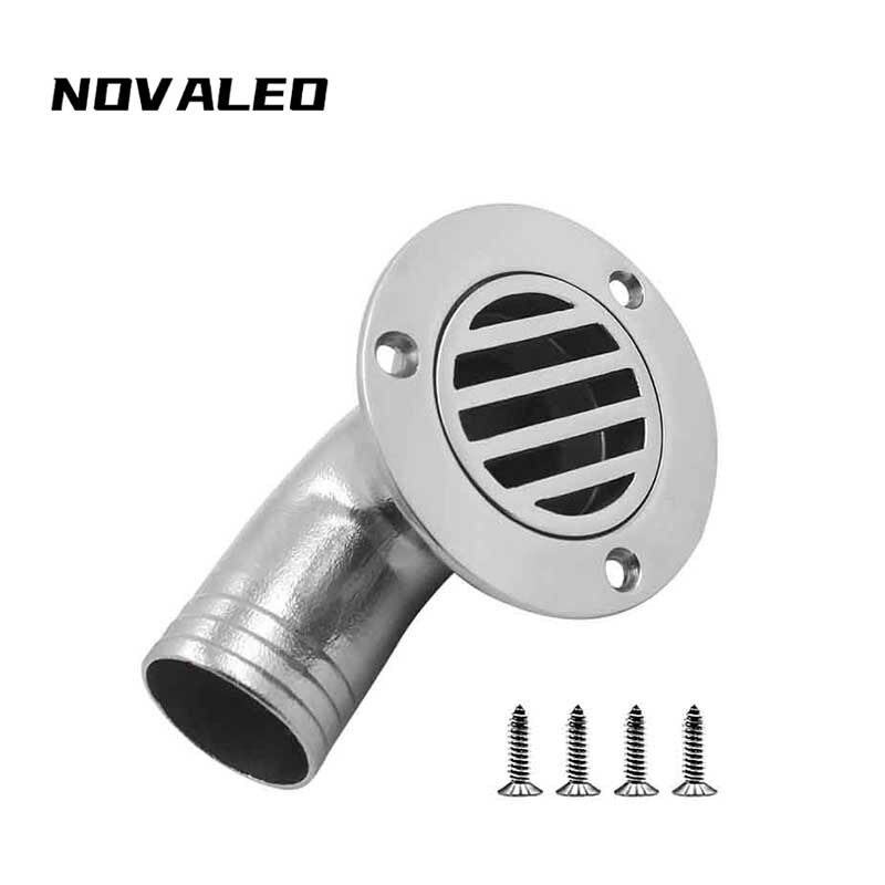 316不锈钢船用弯管地漏32/38mm游艇弯地漏甲板卫浴带网下水