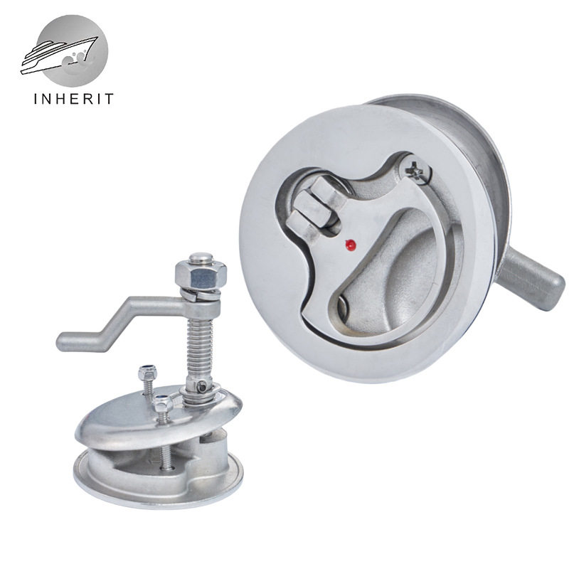 船用2寸带弯红点地板锁 316不锈钢精铸五金配件 甲板拉环锁扣游