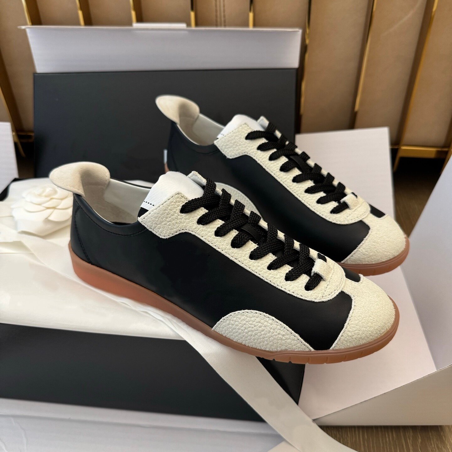 2026新款小香风熊猫德训鞋女真皮平底休闲运动鞋拼色复古球鞋板鞋