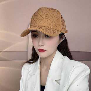 韩版SKE字母水钻亮片圆顶鸭舌帽子女洋气显脸小防晒网红棒球帽男