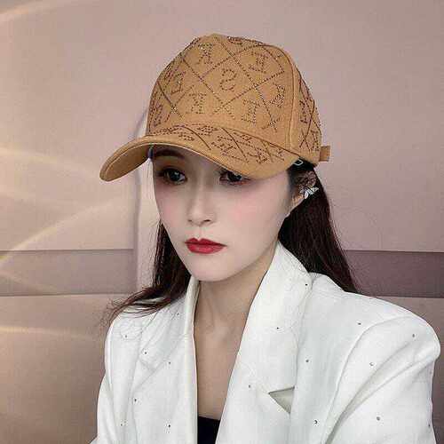 鸭舌帽水钻字母SKE显瘦棒球帽女