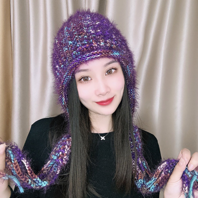 2024新款手工编织彩色针织帽子