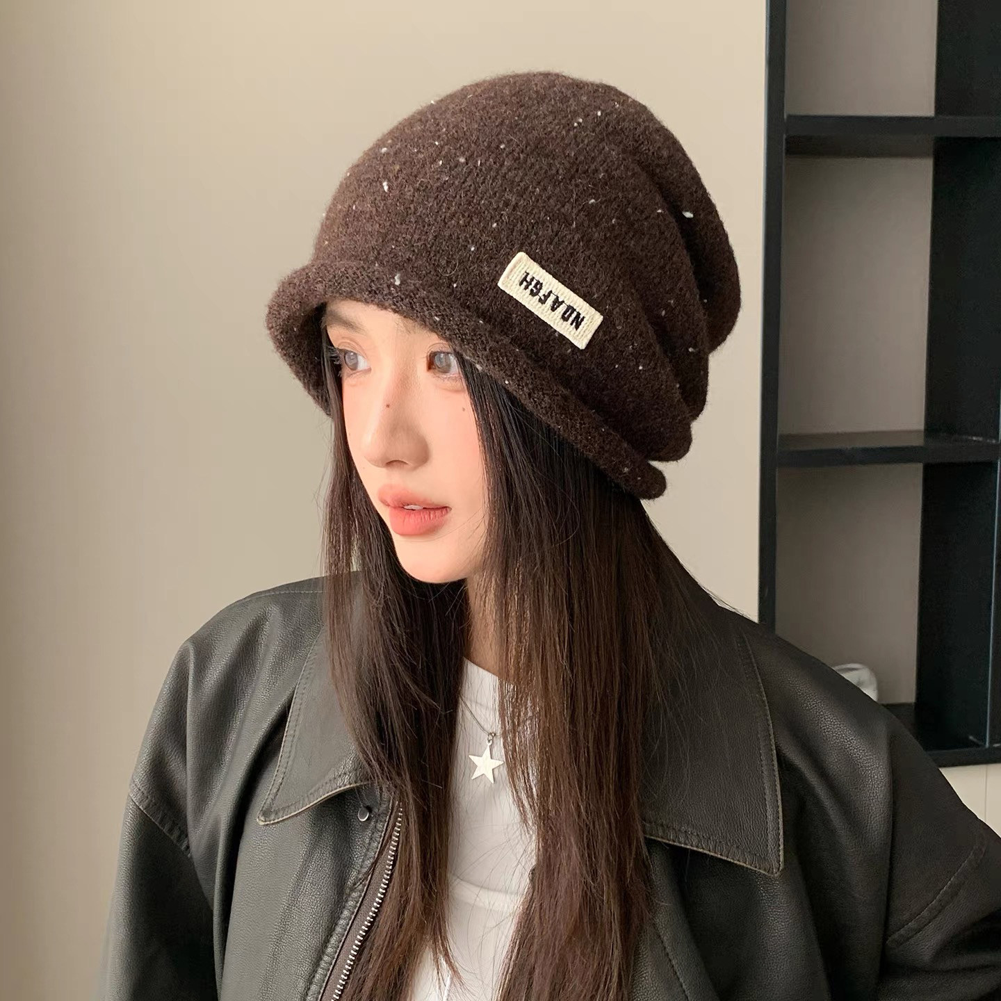 韩版宽松大头围堆堆帽子女款秋冬季针织保暖毛线帽显脸小包头冷帽