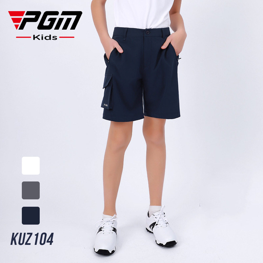 PGM男童高尔夫服装夏季青少年裤子弹力腰带透气速干短裤海外