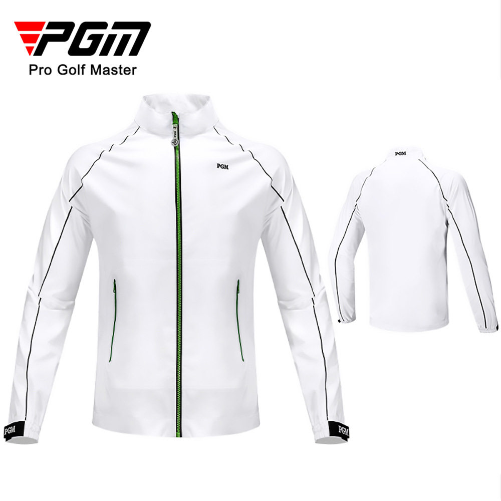 PGM高尔夫男士长袖风衣/外套立领保暖防风防雨白色海外