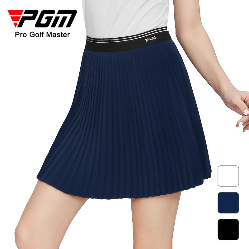 PGM高尔夫裙子夏季速干女裙运动半身裙弹力腰带亮钻百褶裙垂感裙