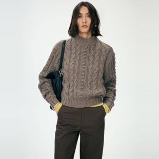 TOATEE 慵懒粗针羊毛绞花针织毛衣