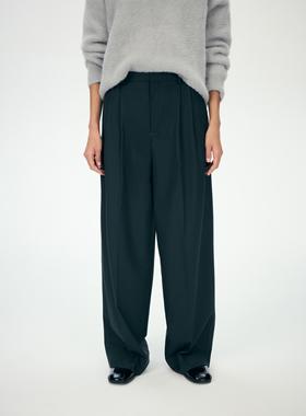 TOATEE 经典百搭休闲羊毛褶裥阔腿长裤