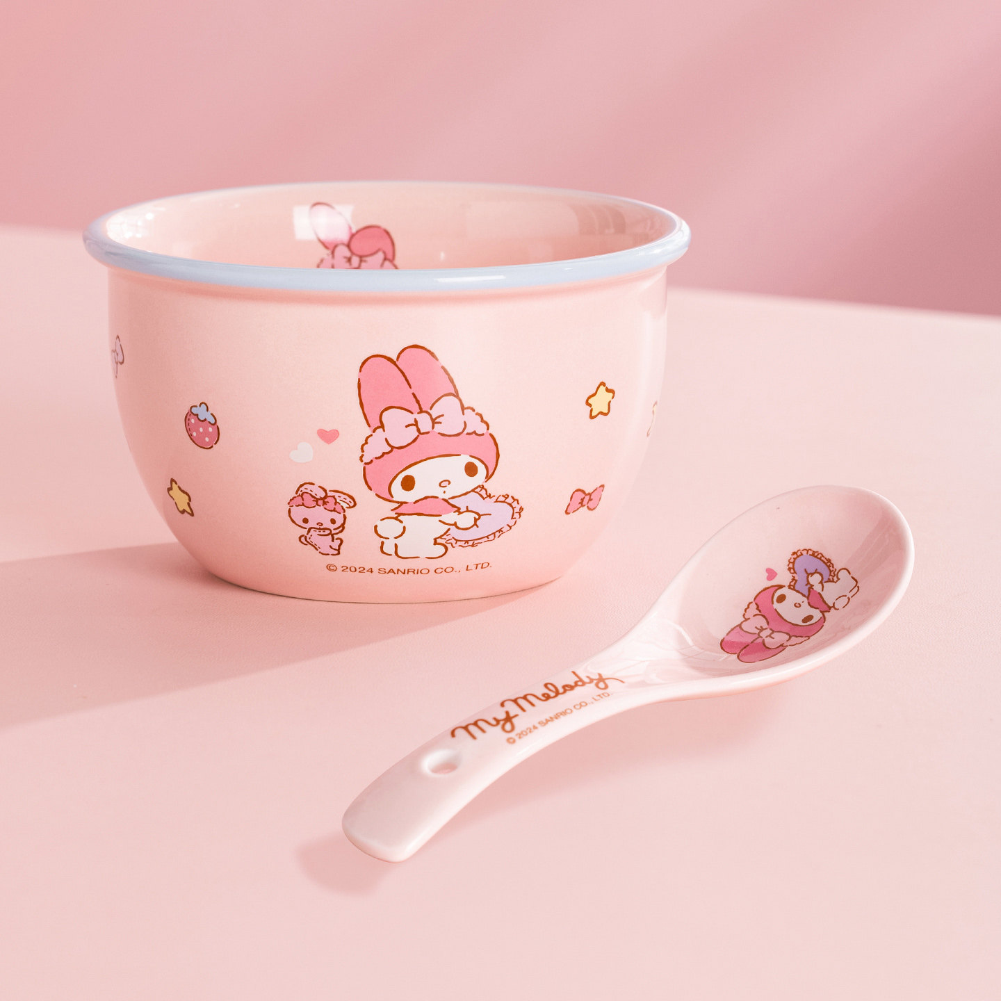 美乐蒂卡通陶瓷碗勺套装儿童可爱高颜值饭碗三丽鸥女生家用餐具