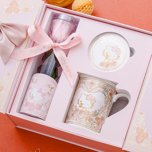 三丽鸥陶瓷马克杯带盖水杯高档骨瓷杯子礼盒装送女生实用生日礼物