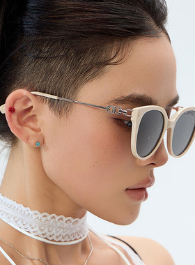 模特款小猫眼！欧美时尚猫眼偏光太阳镜女士高级感个性街拍墨镜女